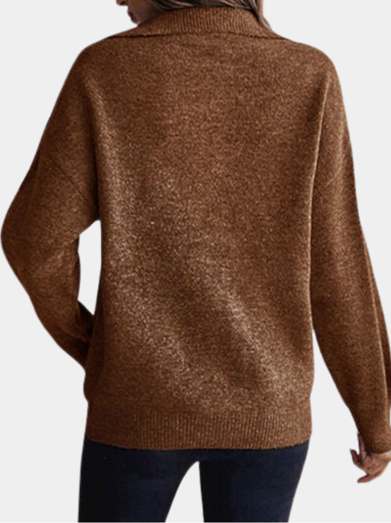 Murphy Mode | Women’s Lapel Long-Sleeved Sweater with Half Zipper