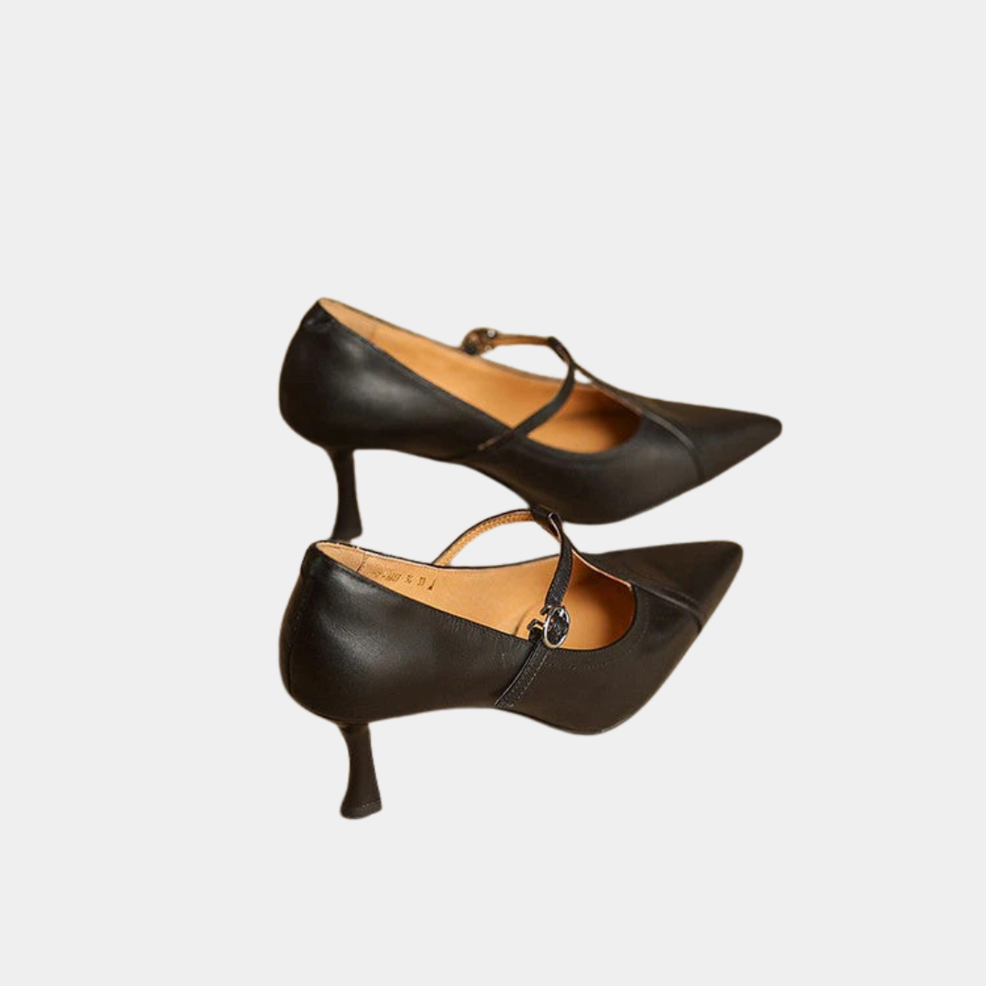 Murphy Mode | Women’s T-Buckle Strap Leather Pumps