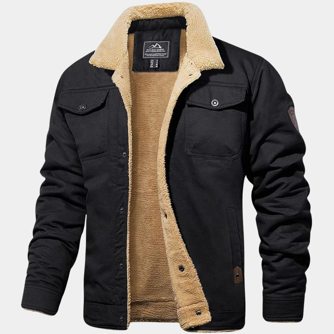 MurphyMode| Sherpa Jacket Men Fleece Lined Casual Zip Up Bomber