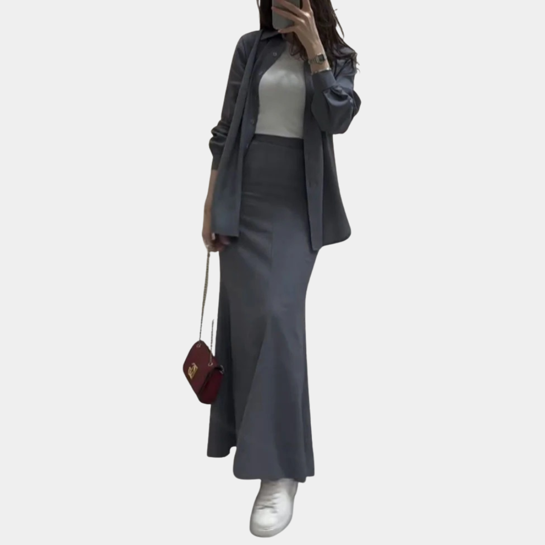Murphy Mode | Women’s Long-Sleeve Shirt & High-Waist Skirt Set