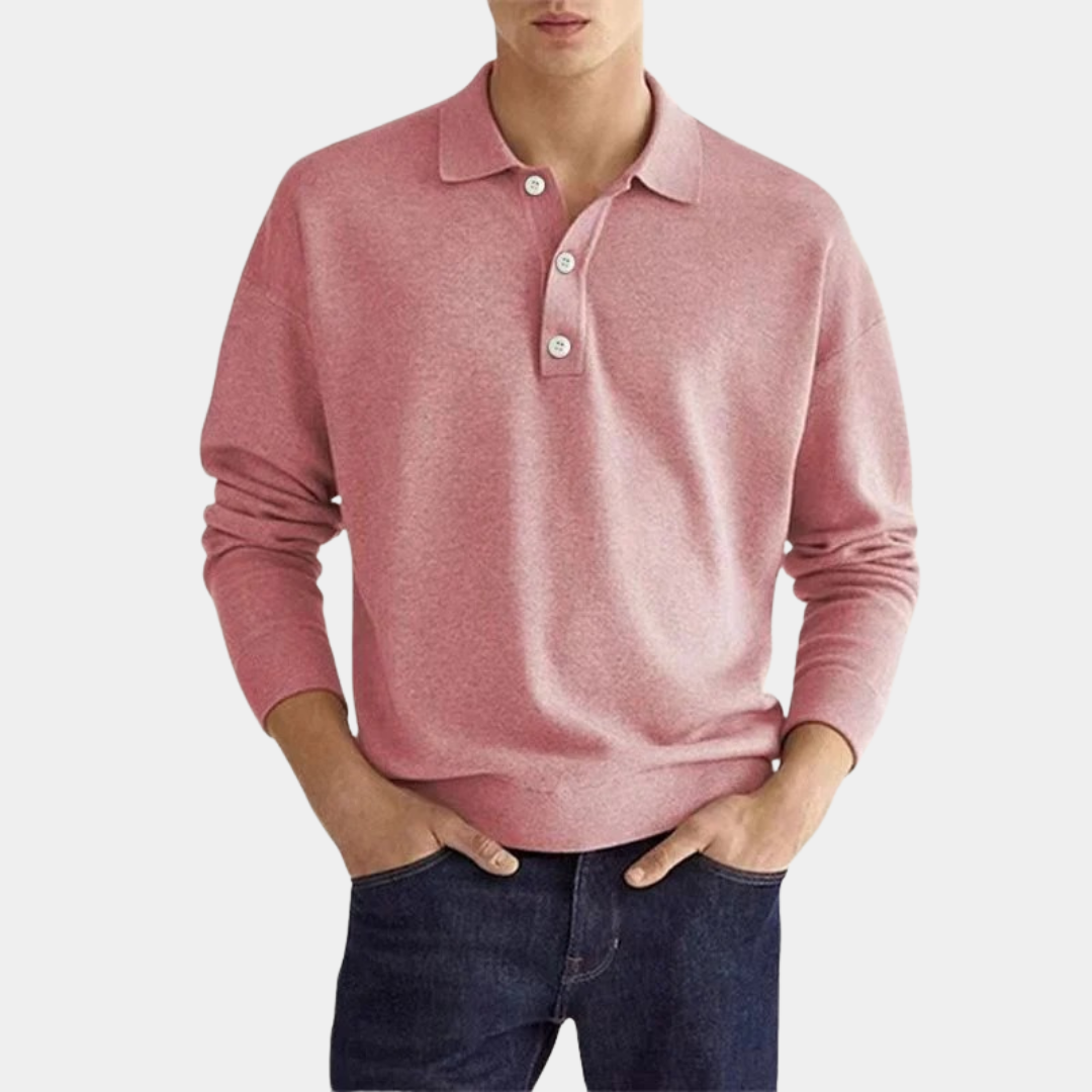 Murphy Mode | Men’s Long Sleeve V-Neck Polo Shirt