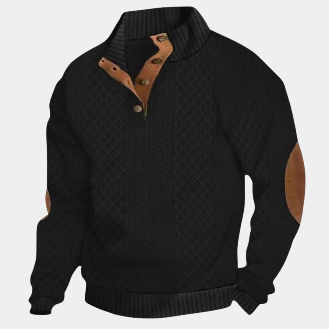 Men’s Stand Collar Jacquard Sweater