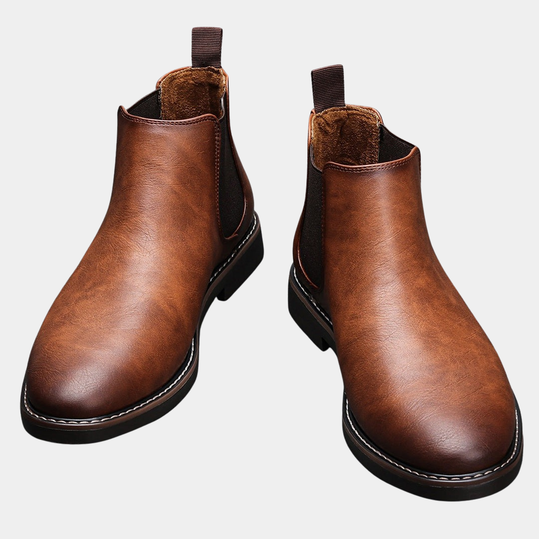 MurphyMode| Chelsea Boots Men Brown Leather Ankle Smart Casual