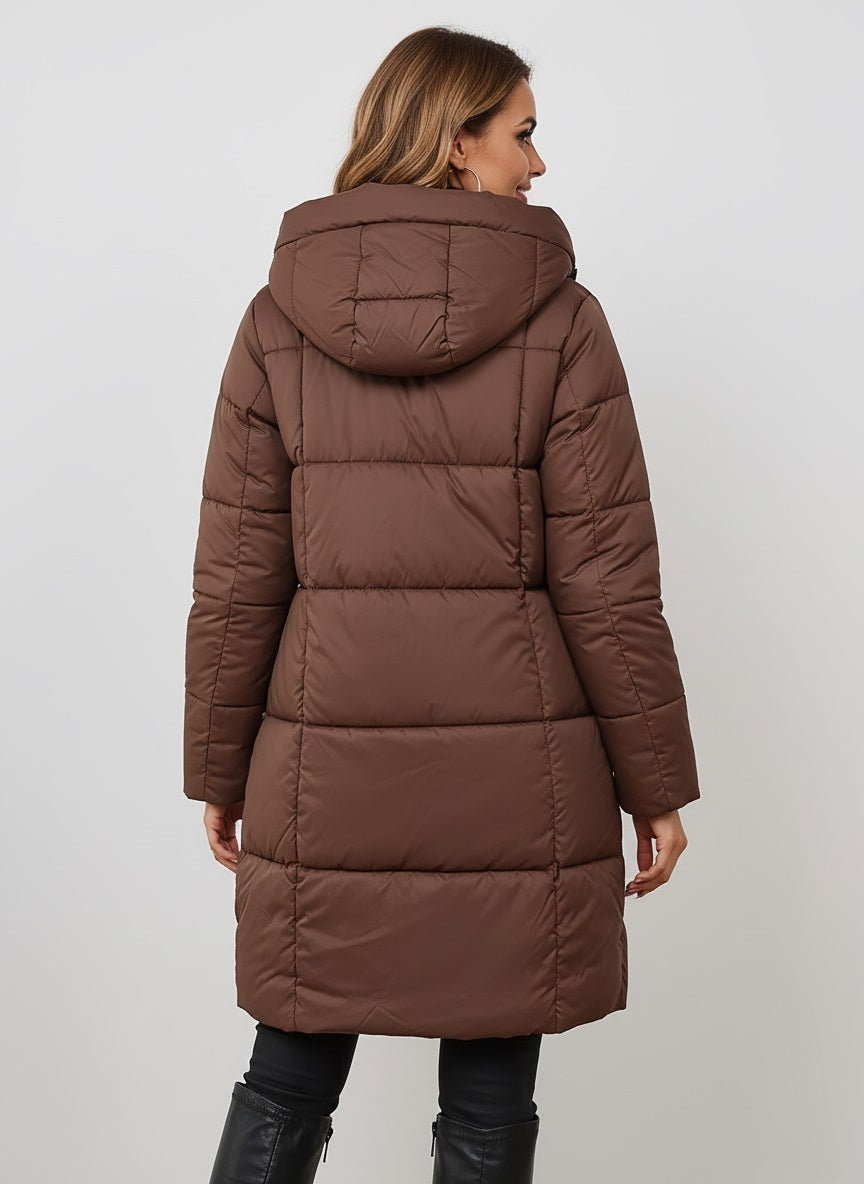 MurphyMode| Hooded Puffer Coat Women Padded Winter Long Quilted