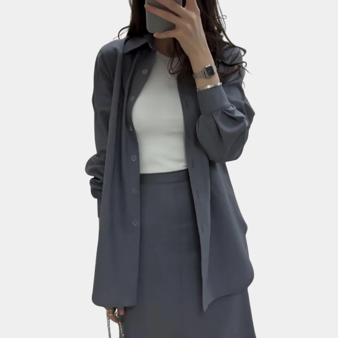 Murphy Mode | Women’s Long-Sleeve Shirt & High-Waist Skirt Set