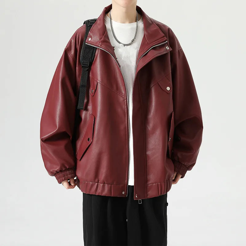 Burgundy Leather Jacket for Women