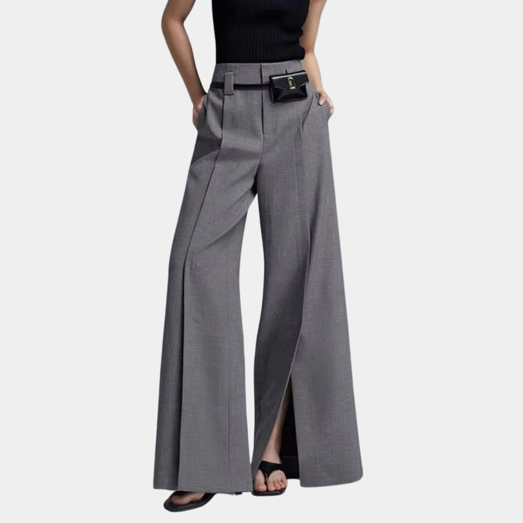 Murphy Mode | Fashion Casual Slit Solid Color Wide-Leg Suit Pants