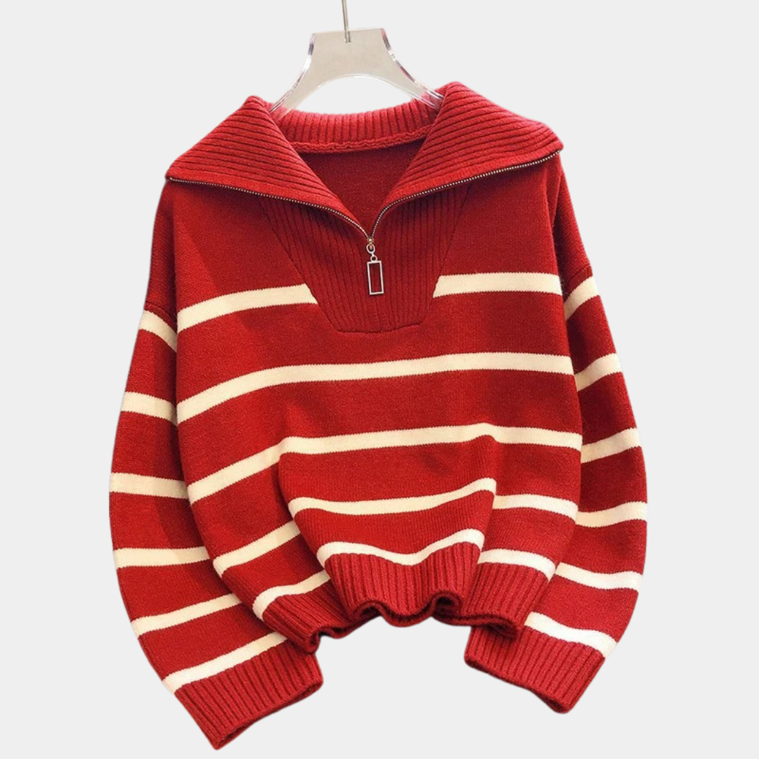 Murphy Mode | Women’s Zipper Striped Sweater