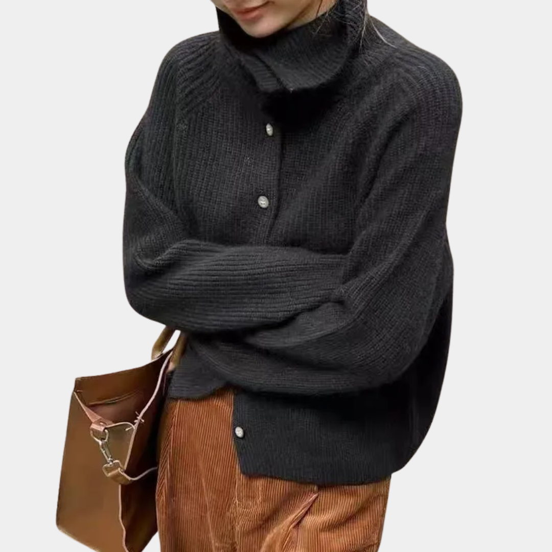 Murphy Mode | Women’s Wool Funnel Neck Knitted Cardigan