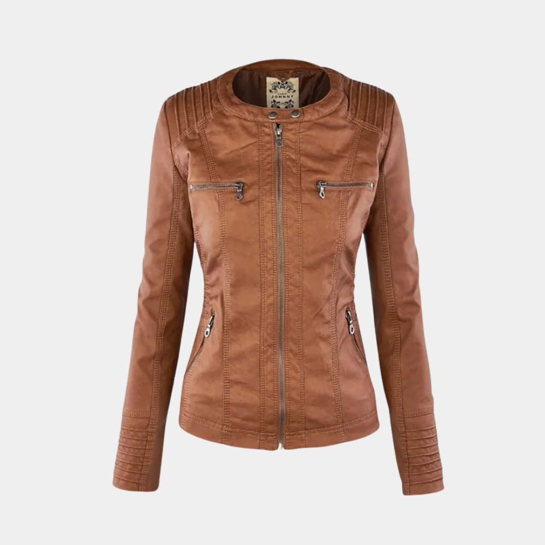 Murphy Mode | Women’s Fitted PU Leather Hooded Jacket