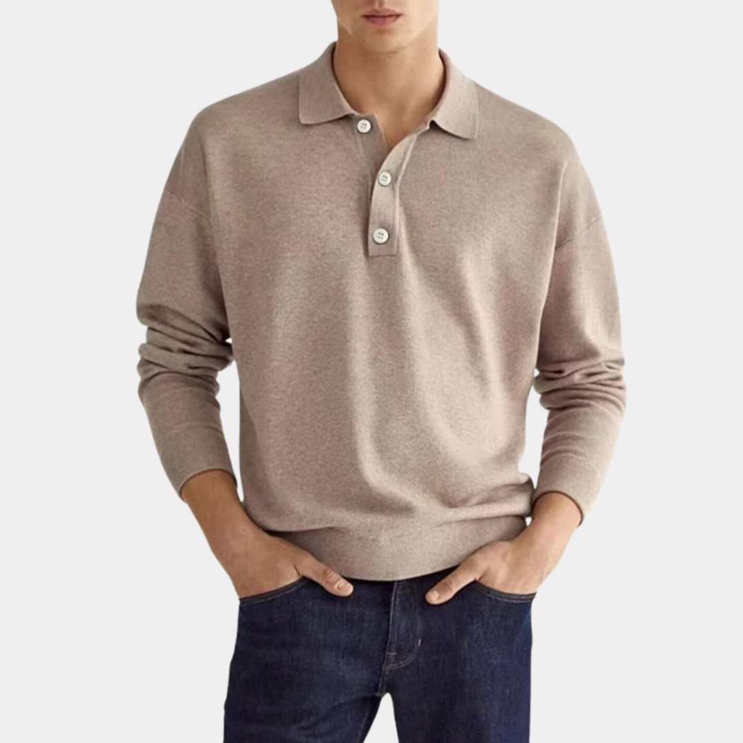 Murphy Mode | Men’s Long Sleeve V-Neck Polo Shirt