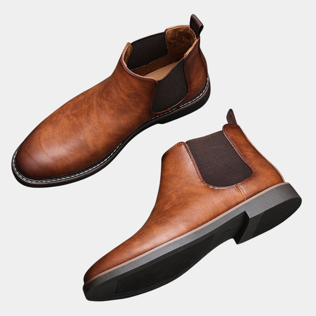 MurphyMode| Chelsea Boots Men Brown Leather Ankle Smart Casual