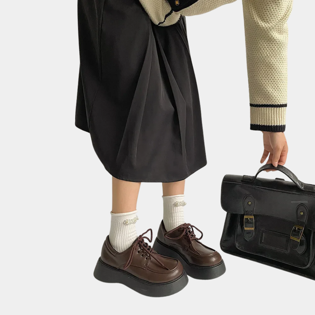 Murphy Mode | Women’s Leather Lace-Up Flats Shoes