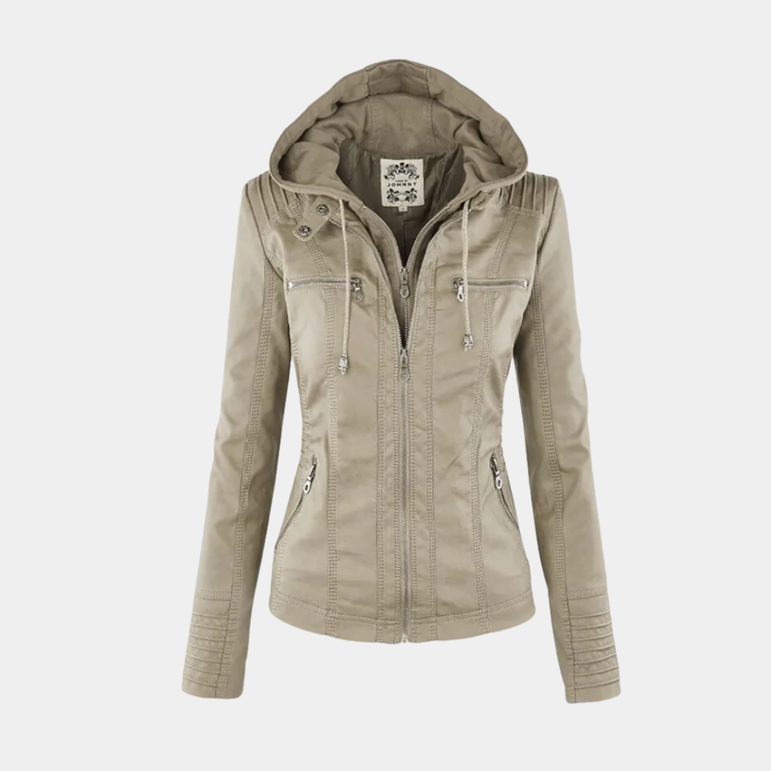 Murphy Mode | Women’s Fitted PU Leather Hooded Jacket