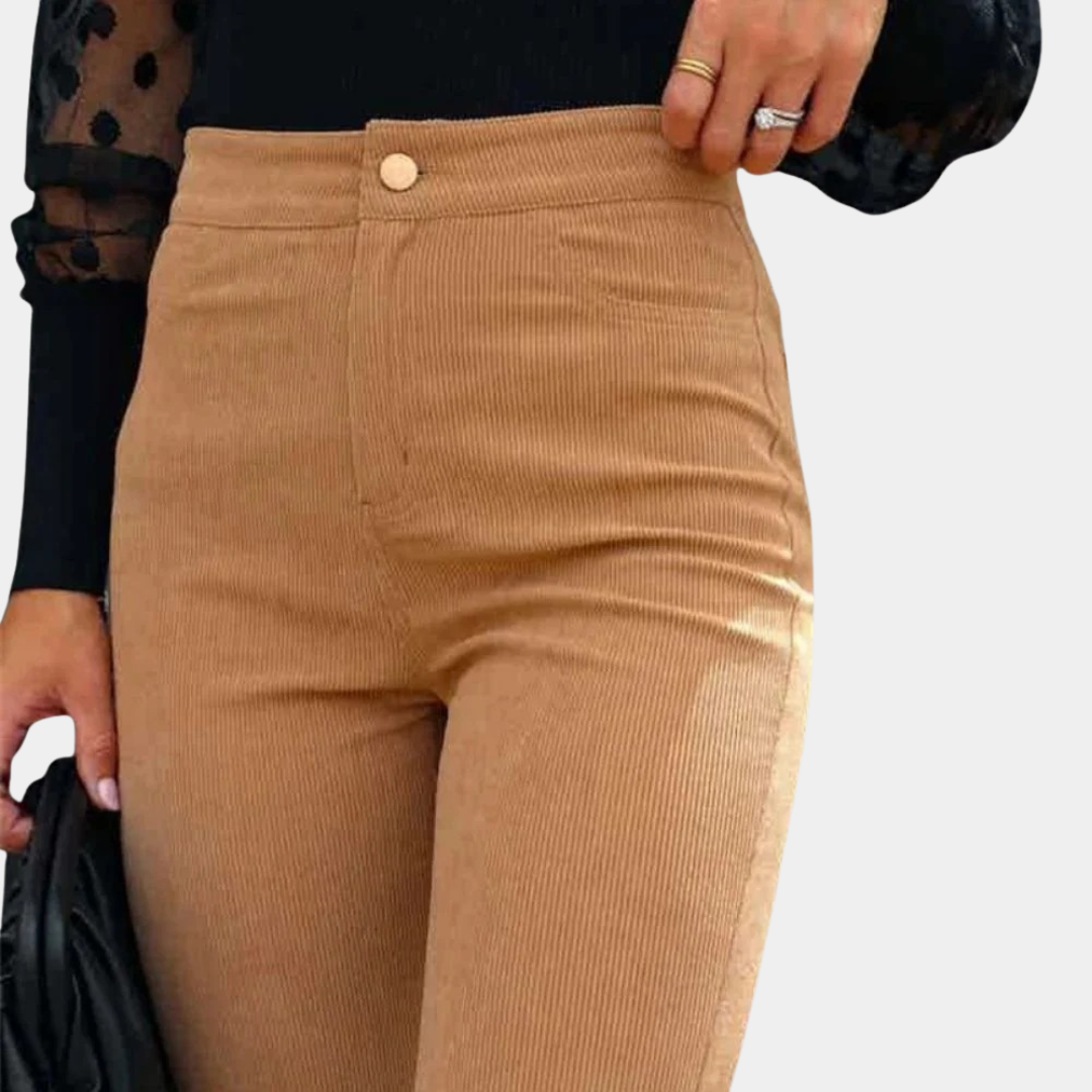 Murphy Mode | Women’s Mid-Waist Corduroy Bell-Bottom Pants
