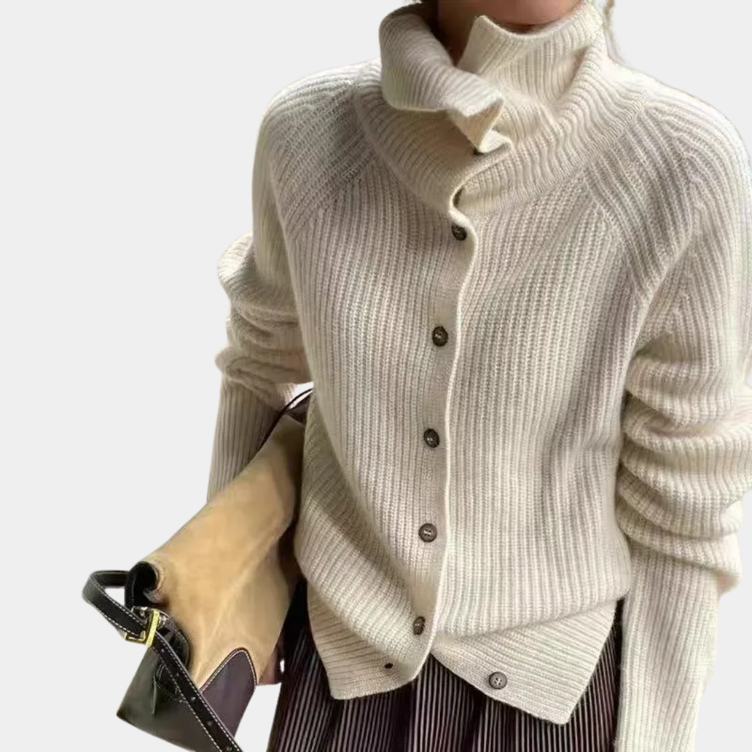 Murphy Mode | Women’s Wool Funnel Neck Knitted Cardigan