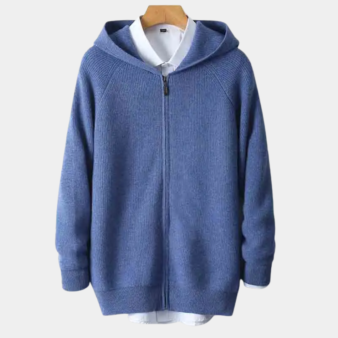 MurphyMode | Zip Up Cardigan Men Wool Shawl Collar Knit Full Zip