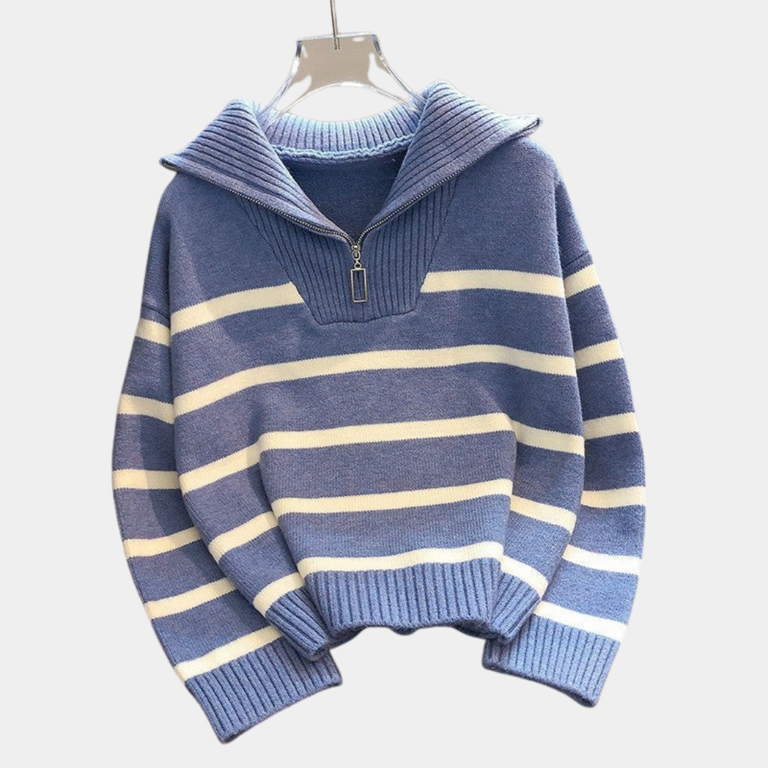 Murphy Mode | Women’s Zipper Striped Sweater