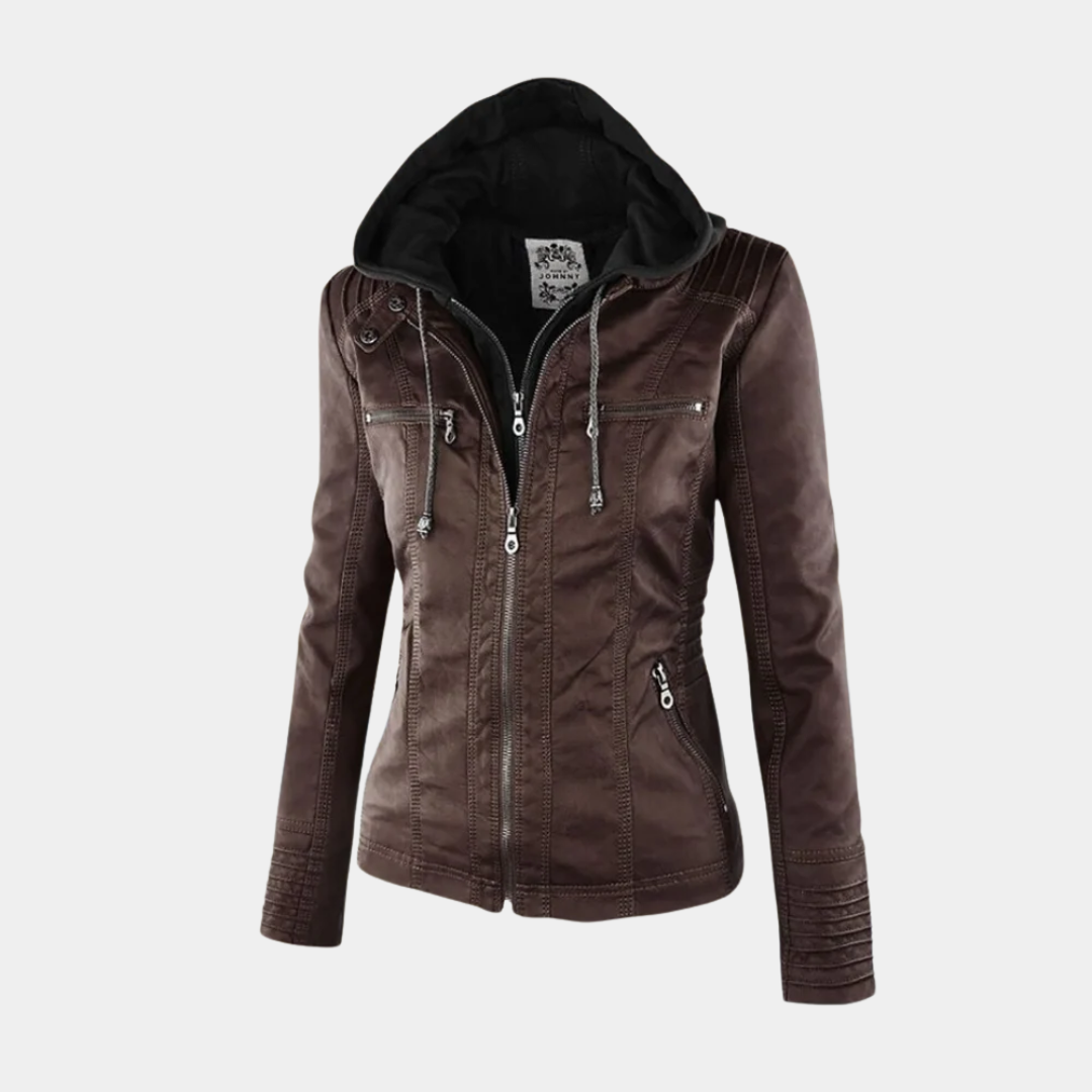 Murphy Mode | Women’s Fitted PU Leather Hooded Jacket