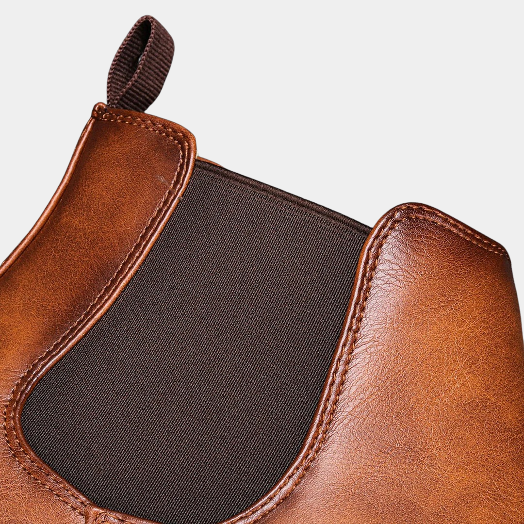 MurphyMode| Chelsea Boots Men Brown Leather Ankle Smart Casual