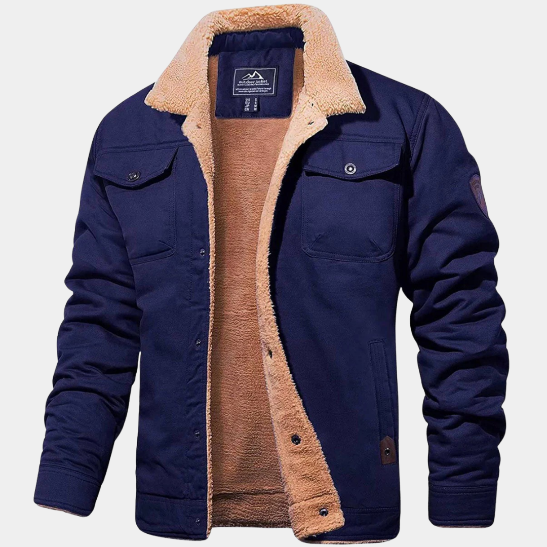 MurphyMode| Sherpa Jacket Men Fleece Lined Casual Zip Up Bomber