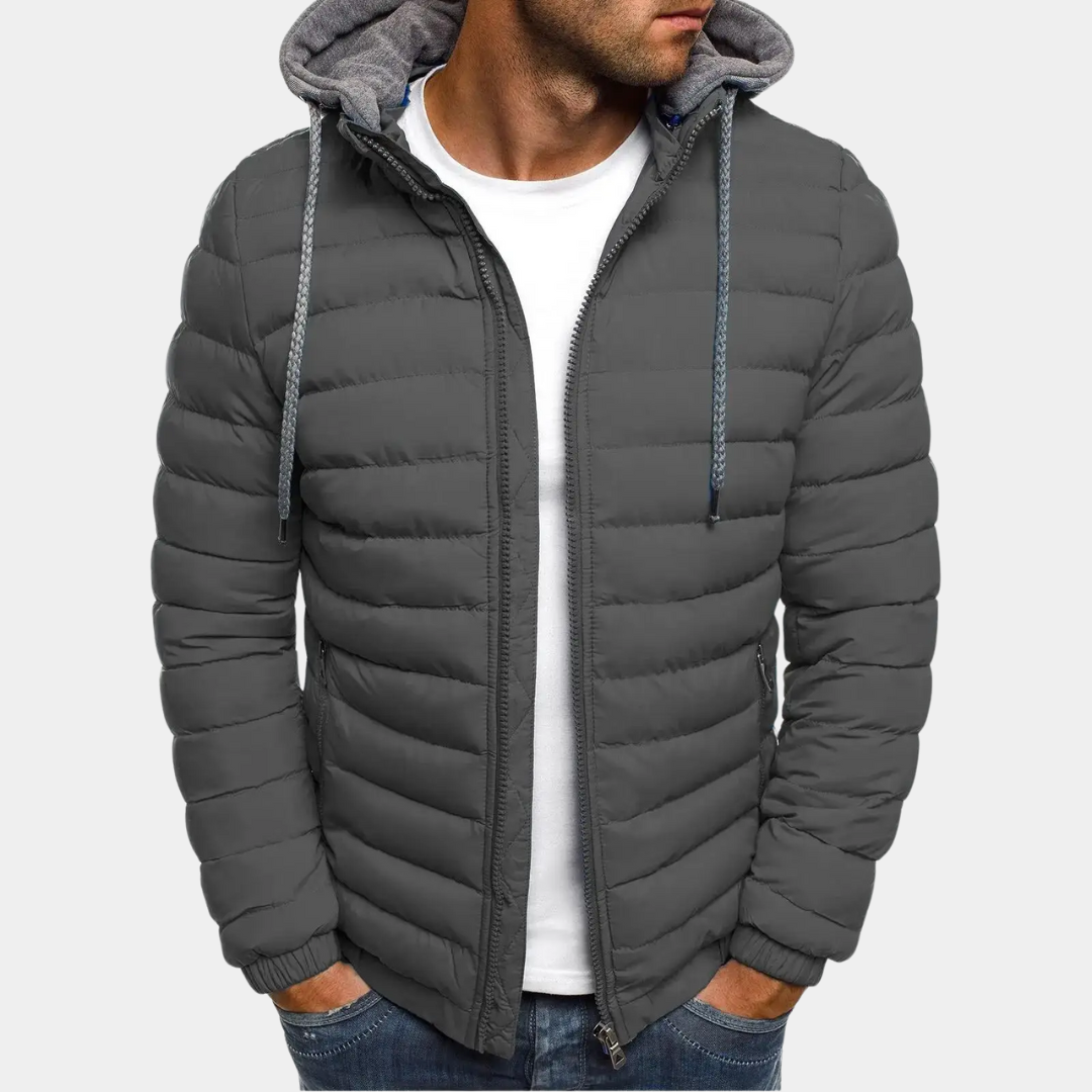 MurphyMode| Puffer Jacket Men Quilted Hooded Lightweight Padded