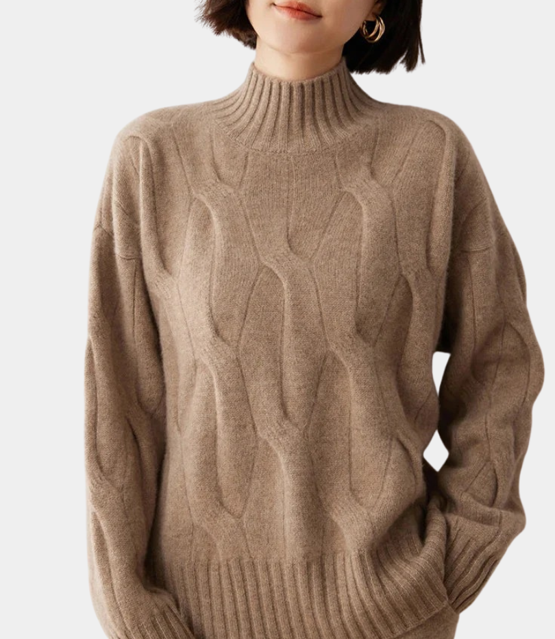 MurphyMode| Turtleneck Sweater Women Cashmere Jacquard Oversized