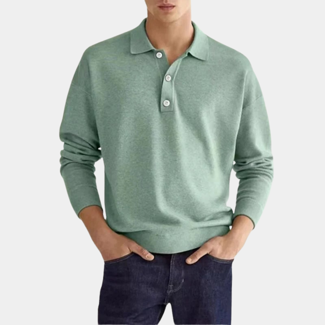 Murphy Mode | Men’s Long Sleeve V-Neck Polo Shirt