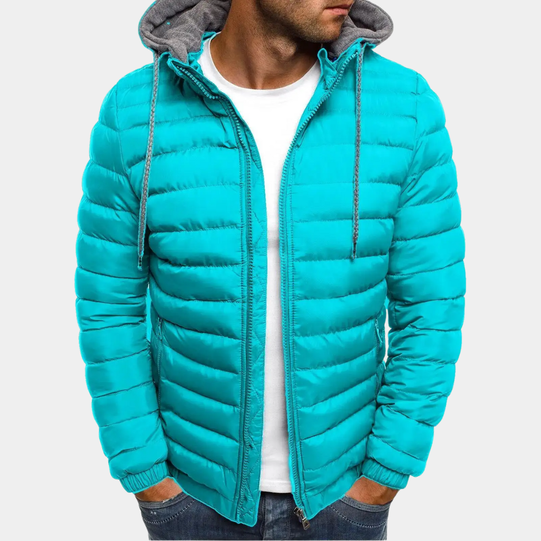 MurphyMode| Puffer Jacket Men Quilted Hooded Lightweight Padded