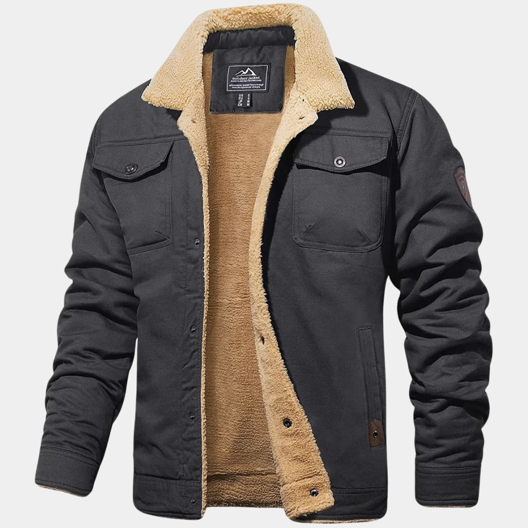 MurphyMode| Sherpa Jacket Men Fleece Lined Casual Zip Up Bomber