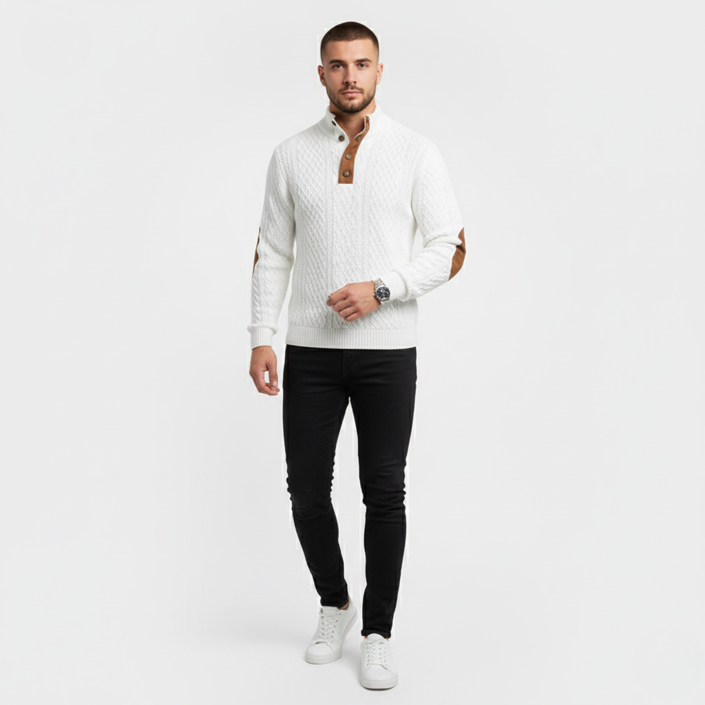 Men’s Stand Collar Jacquard Sweater