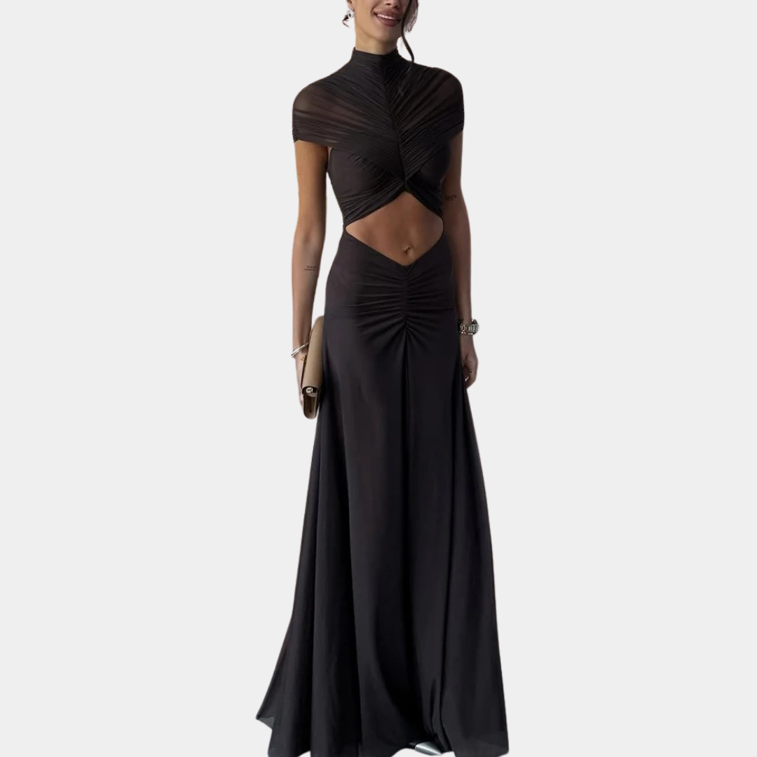 Murphy Mode | Halter Neck Pleated Maxi Dress for Women