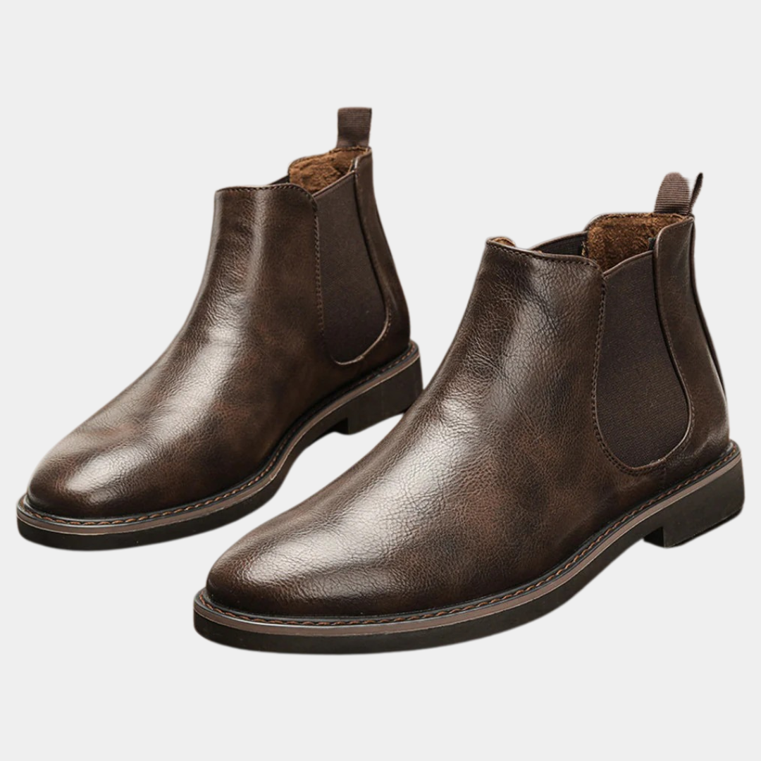 MurphyMode| Chelsea Boots Men Brown Leather Ankle Smart Casual