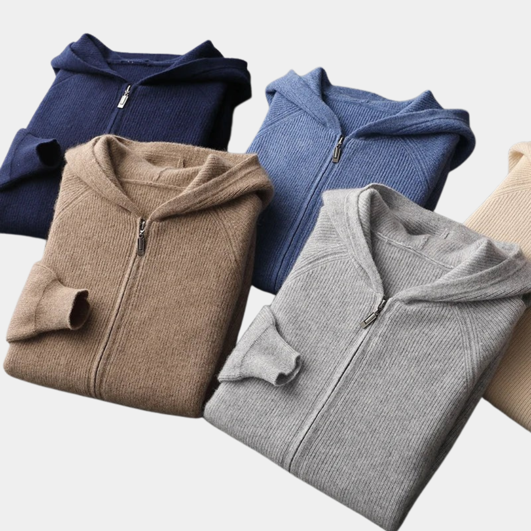 MurphyMode | Zip Up Cardigan Men Wool Shawl Collar Knit Full Zip