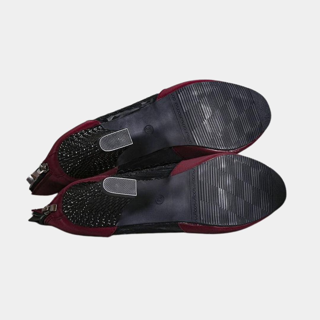 Murphy Mode | Women’s Lace Round Toe Suede Heel Shoes