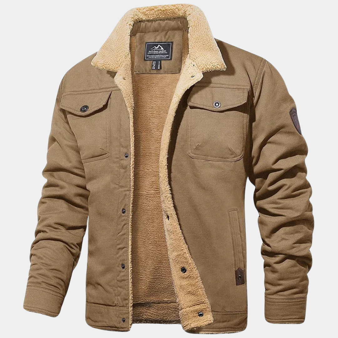 MurphyMode| Sherpa Jacket Men Fleece Lined Casual Zip Up Bomber