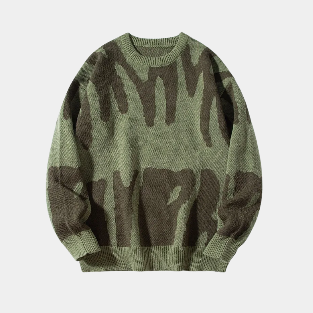 MurphyMode| Statement Sweater Men Zebra Print Crew Neck Oversized