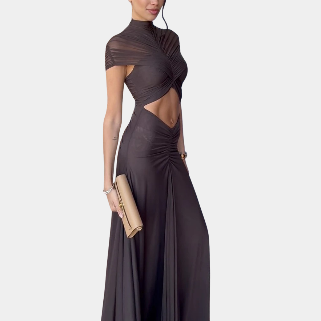 Murphy Mode | Halter Neck Pleated Maxi Dress for Women