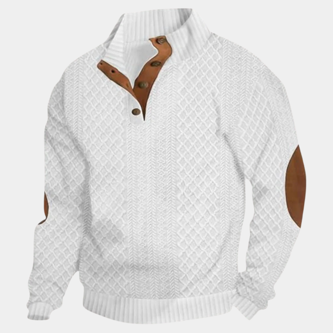 Men’s Stand Collar Jacquard Sweater