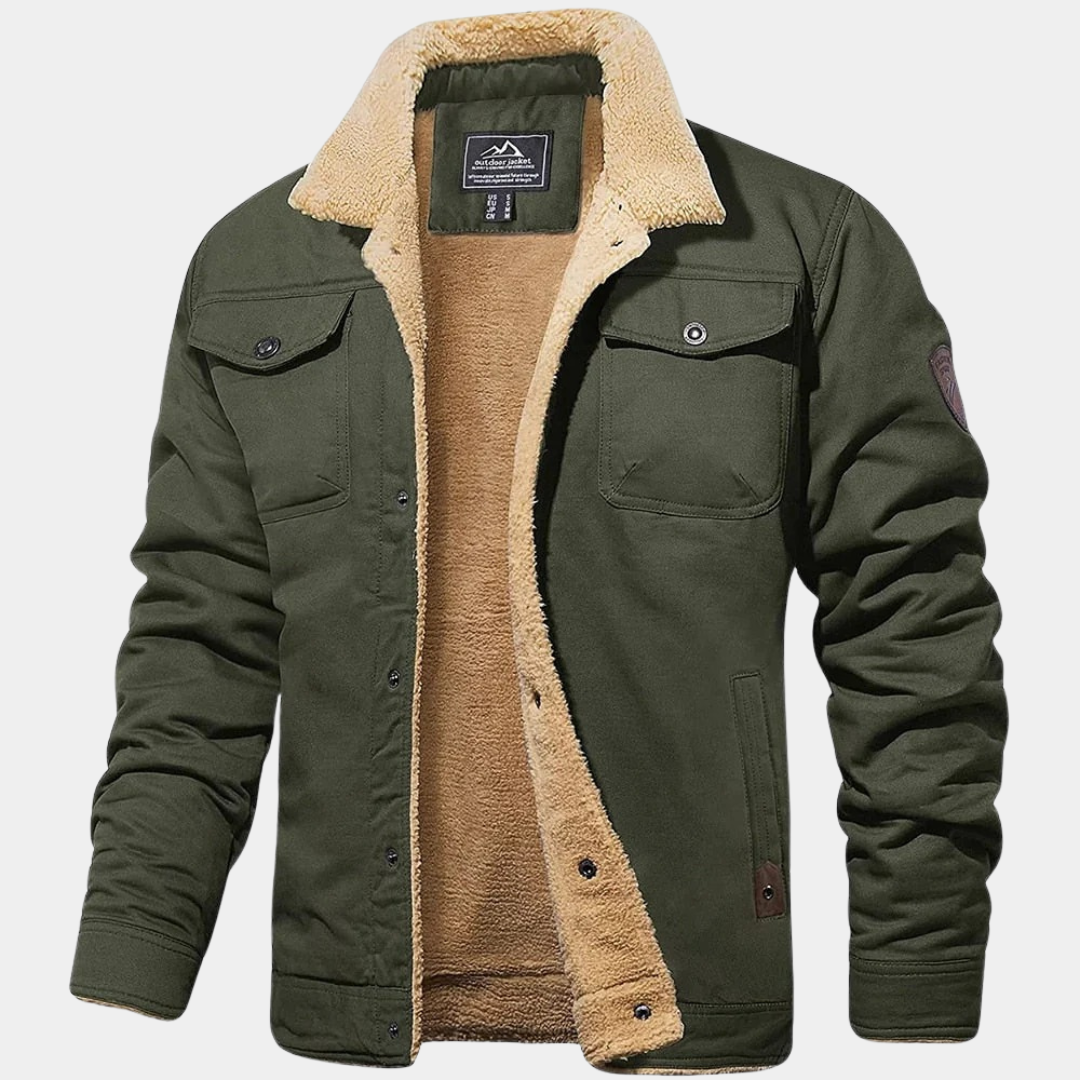 MurphyMode| Sherpa Jacket Men Fleece Lined Casual Zip Up Bomber