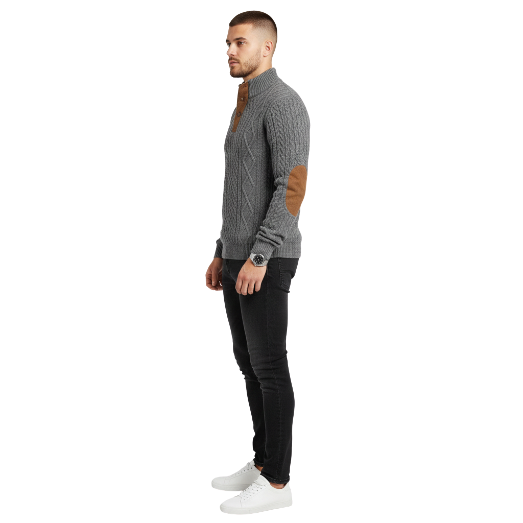 Men’s Stand Collar Jacquard Sweater