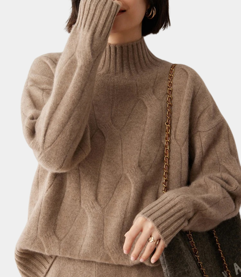 MurphyMode| Turtleneck Sweater Women Cashmere Jacquard Oversized