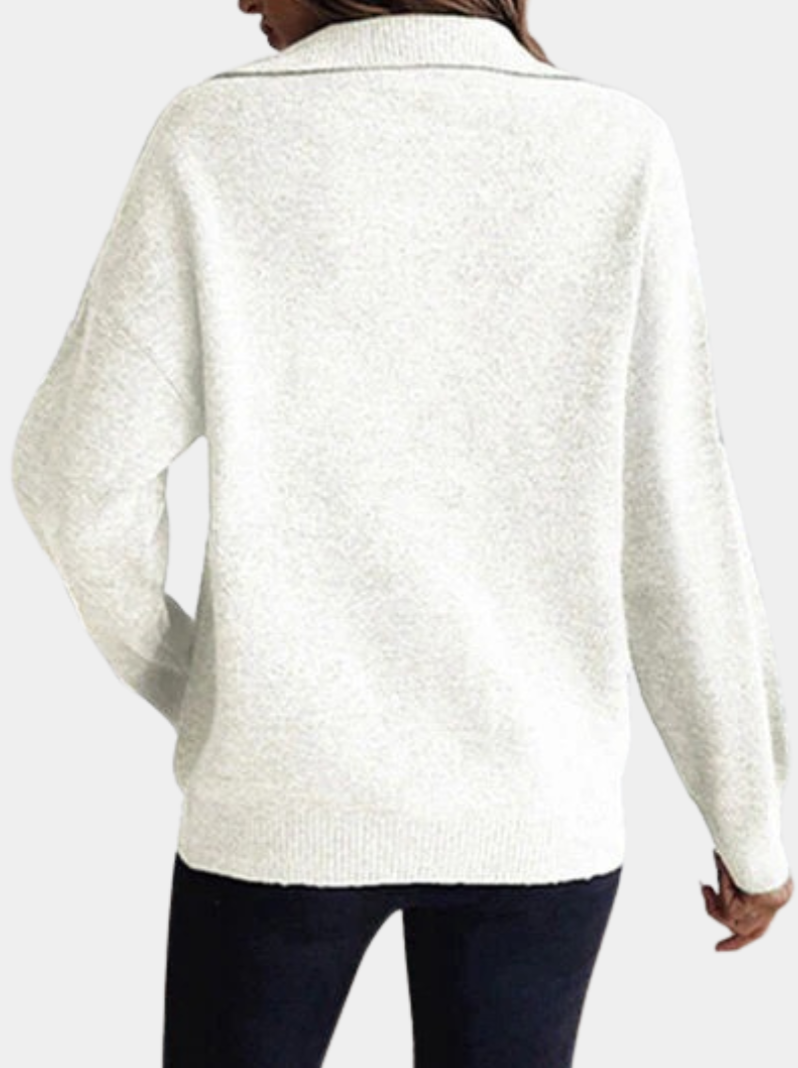 Murphy Mode | Women’s Lapel Long-Sleeved Sweater with Half Zipper