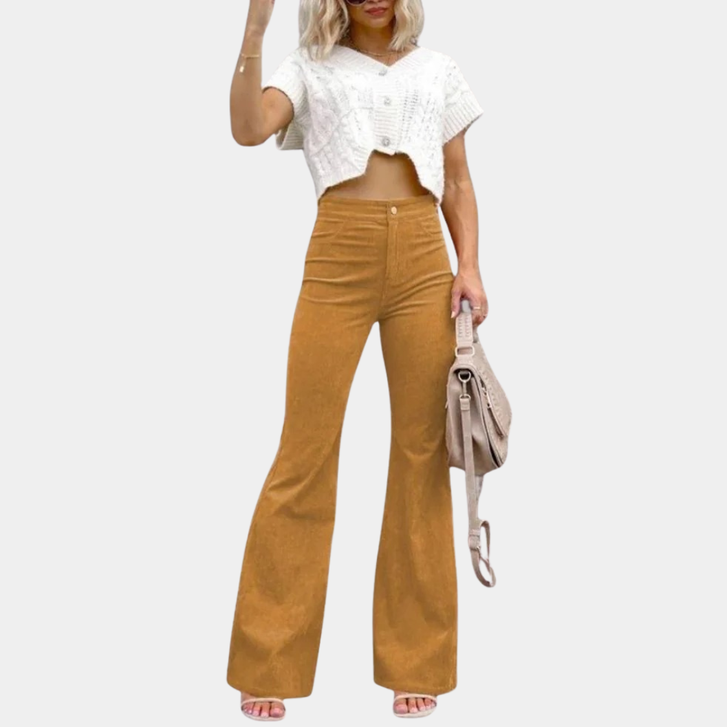 Murphy Mode | Women’s Mid-Waist Corduroy Bell-Bottom Pants