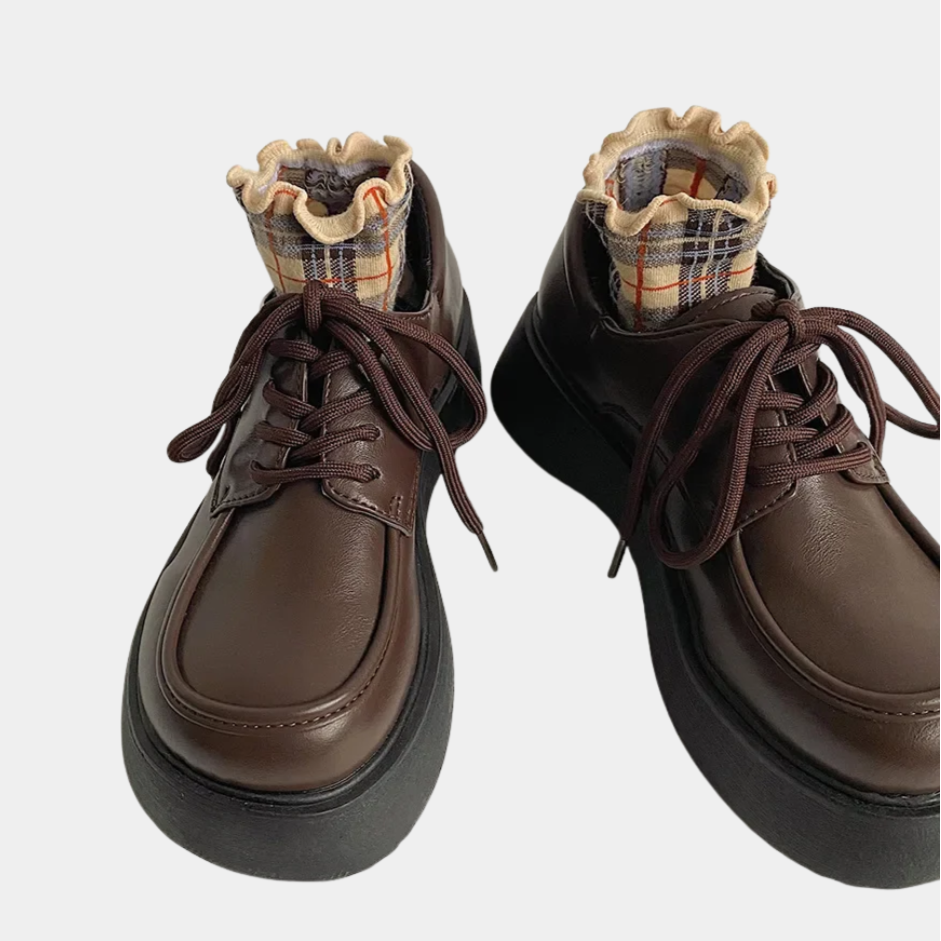 Murphy Mode | Women’s Leather Lace-Up Flats Shoes