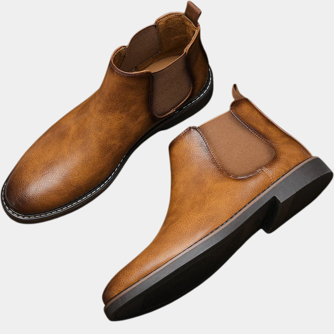 MurphyMode| Chelsea Boots Men Brown Leather Ankle Smart Casual