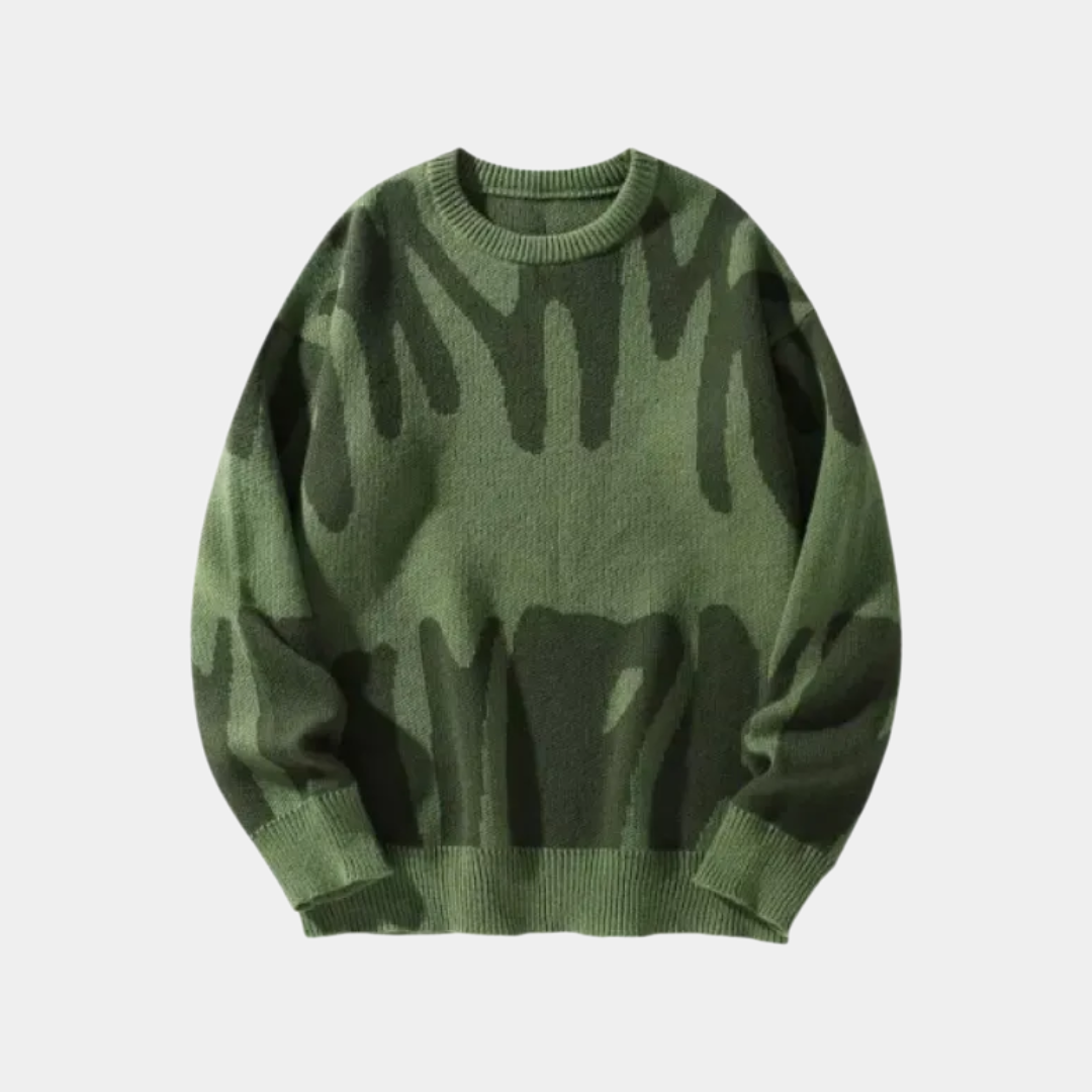 MurphyMode| Statement Sweater Men Zebra Print Crew Neck Oversized