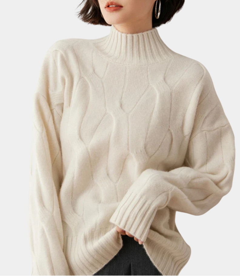 MurphyMode| Turtleneck Sweater Women Cashmere Jacquard Oversized