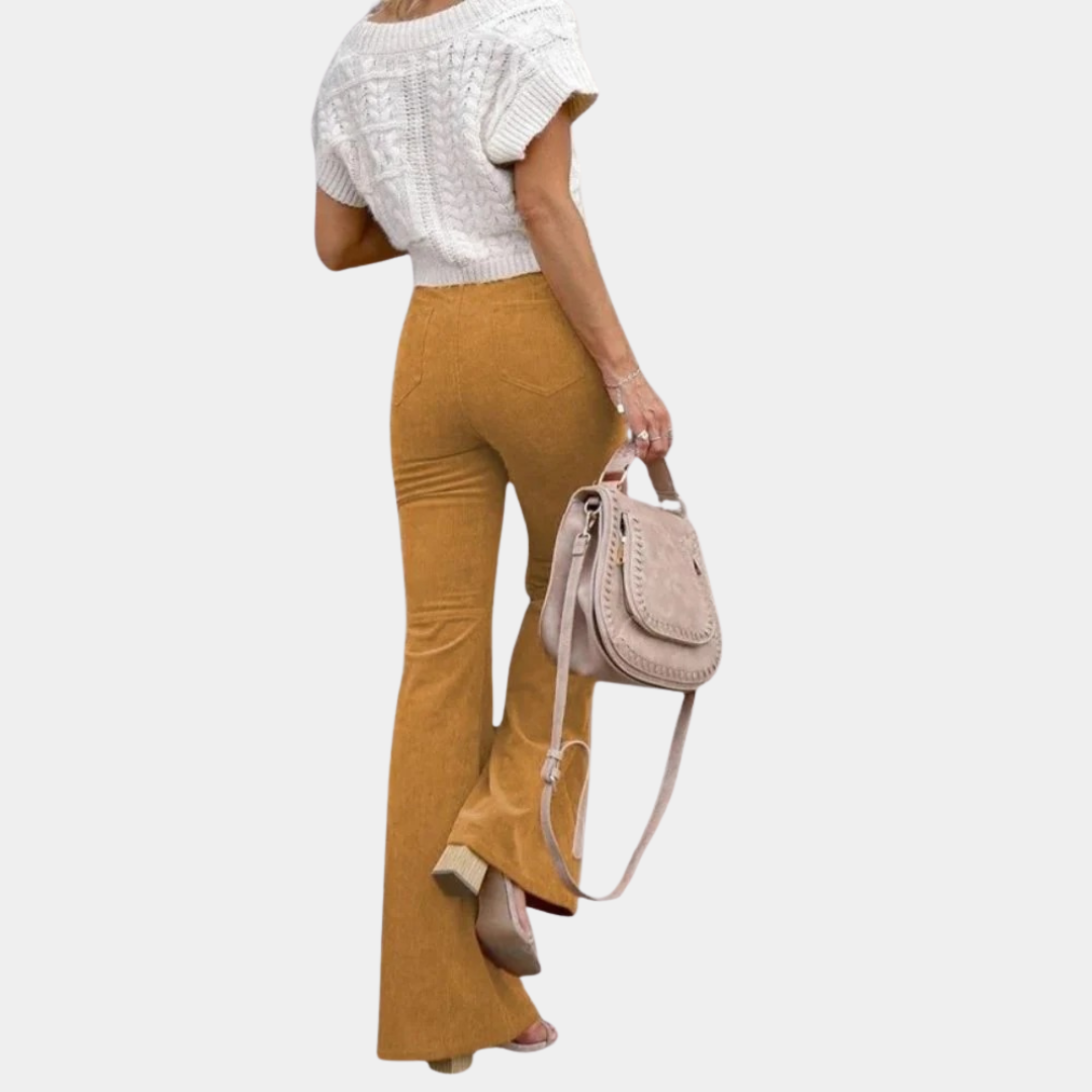 Murphy Mode | Women’s Mid-Waist Corduroy Bell-Bottom Pants