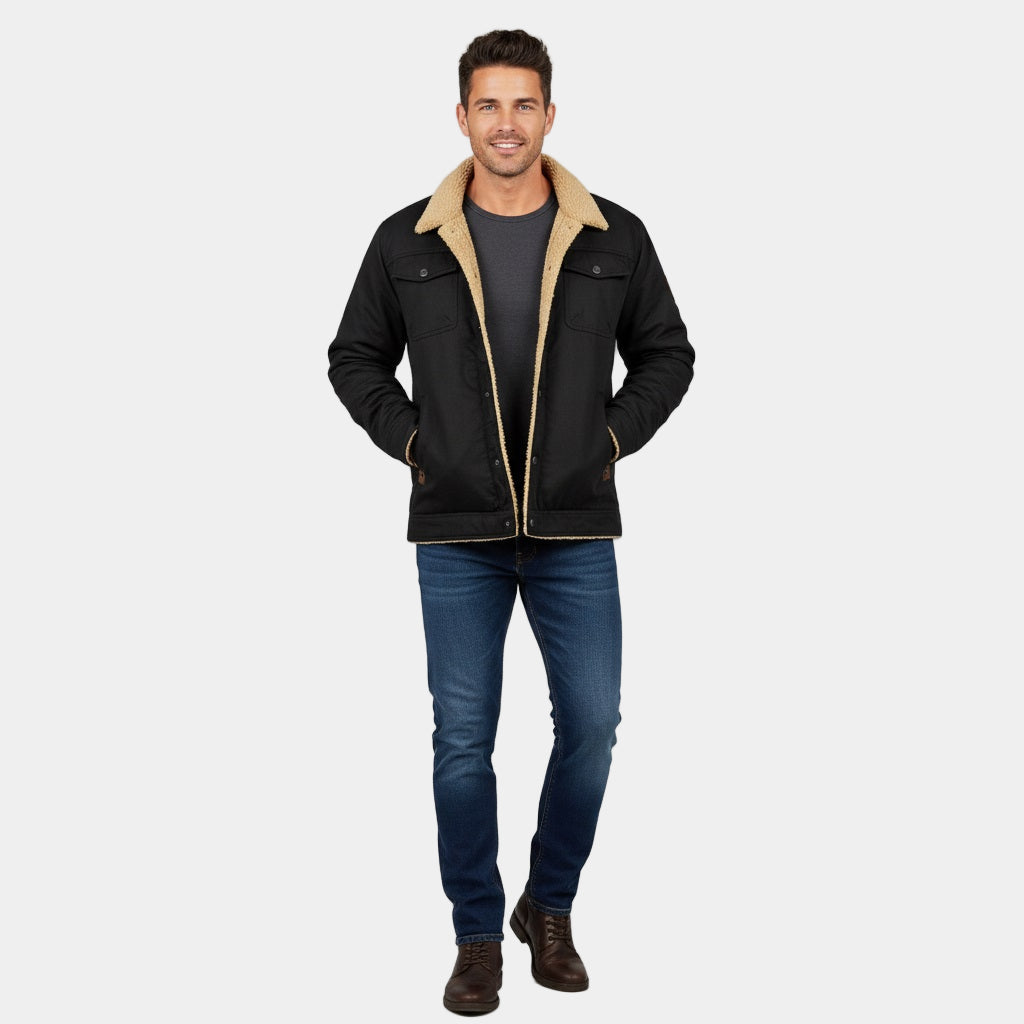MurphyMode| Sherpa Jacket Men Fleece Lined Casual Zip Up Bomber